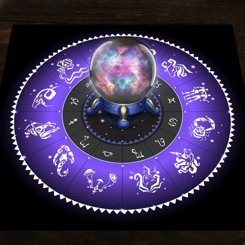 Zodiac Party Games - Tapete de Terciopelo Morado con Rueda