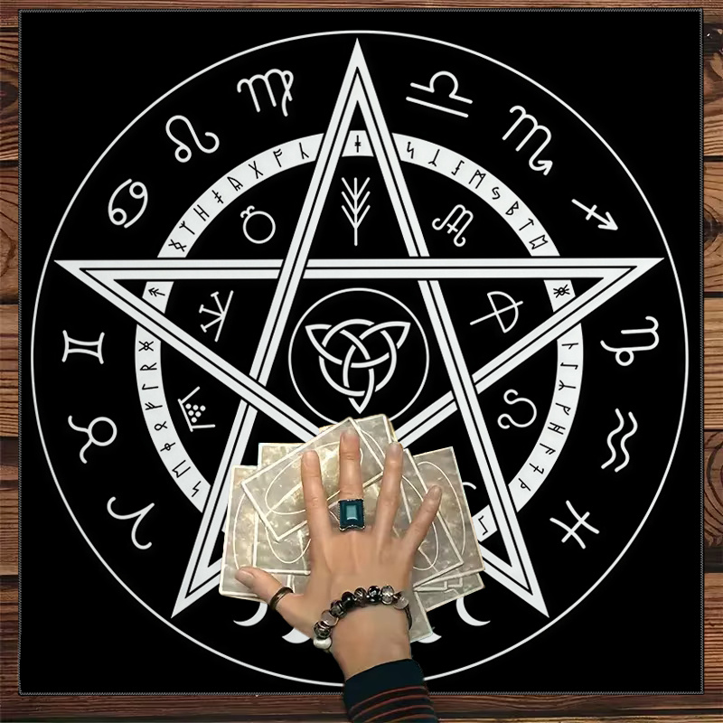 1 mantel de tarot con pentagra - Zodiac Party Games reseña y precio